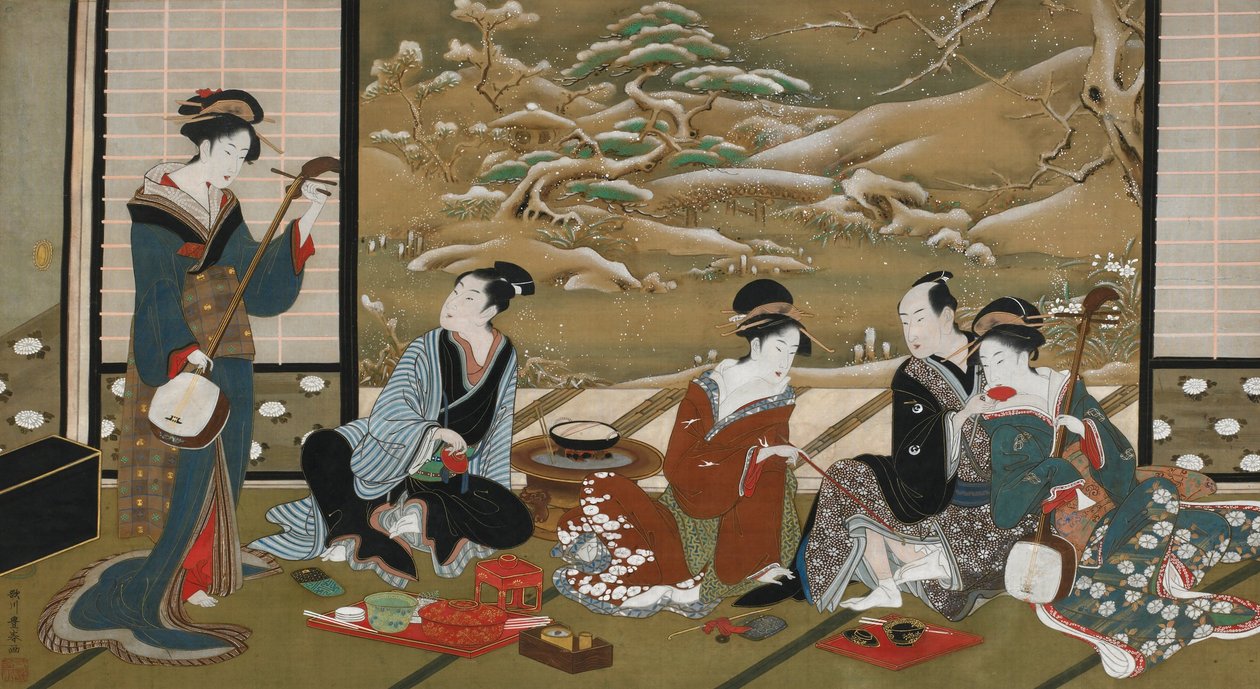 A Winter Party av Utagawa Toyoharu