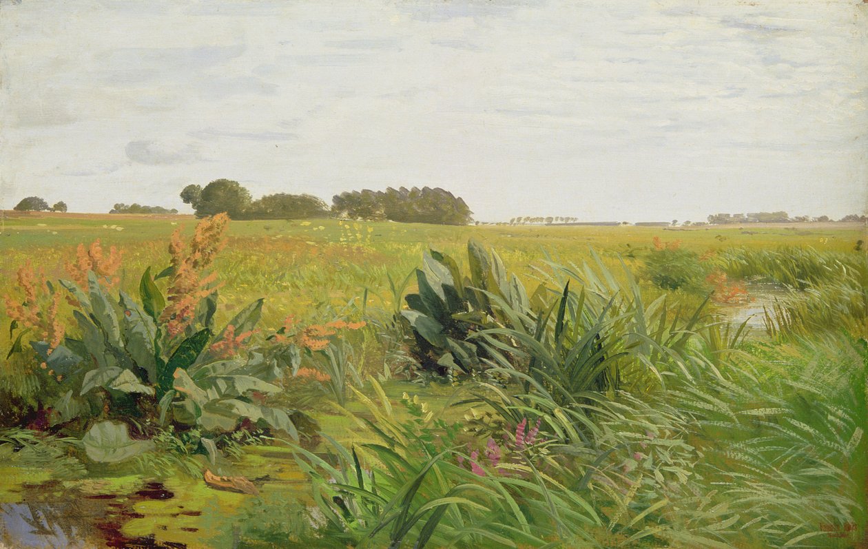 Between Geest and Marsh, c.1880 (olja på papper på trä) av Valentin Ruths