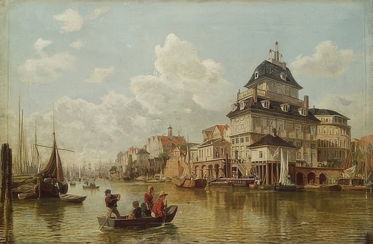 Trädkojan vid hamnen i Hamburg. 1850 av Valentin Ruths