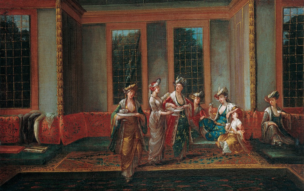 Kvinnor som dricker kaffe, 1720-talet av Vanmour