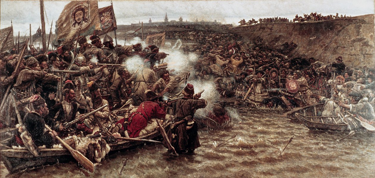 Yermaks erövring av Sibirien 1582, 1895 av Vasilij Ivanovic Surikov
