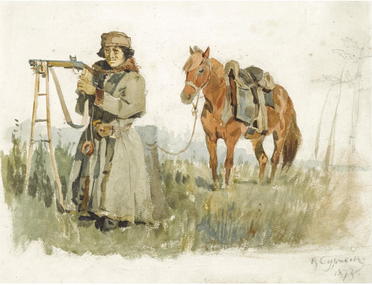 Tatar från Minusinsk, 1873 av Vasilij Ivanovic Surikov