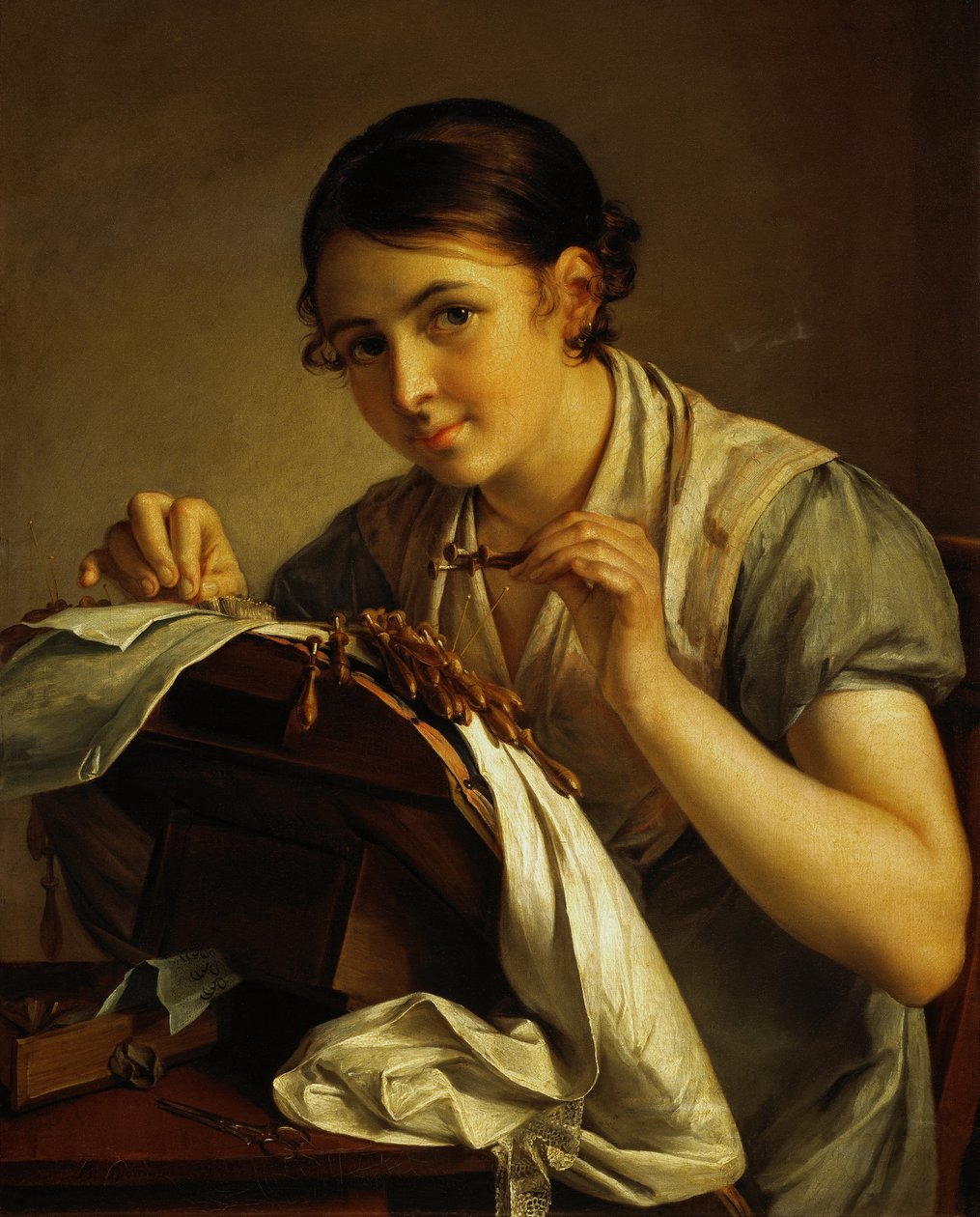 Lace maker av Vasili Andreevich Tropinin