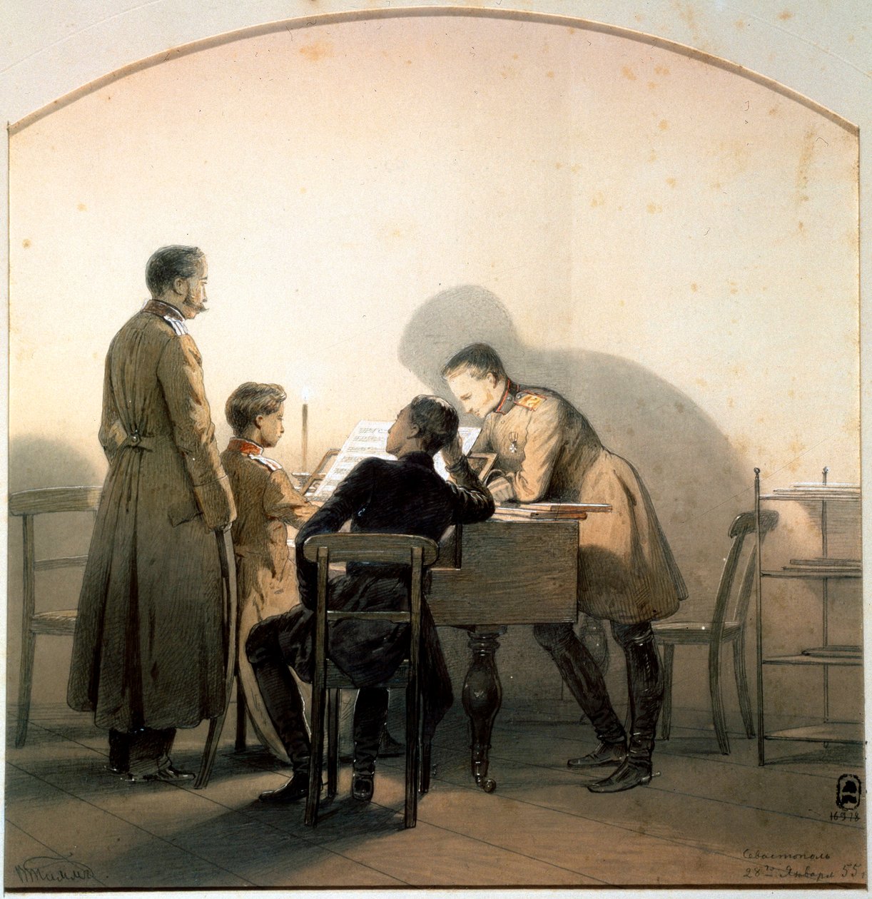 På pianot, 1855. av Georg Wilhelm Timm