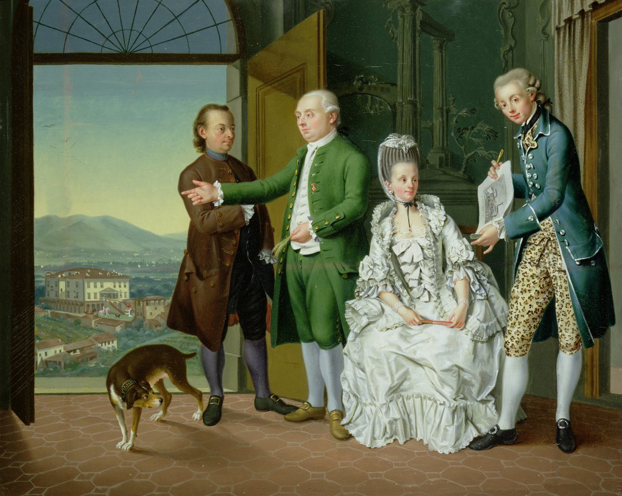 En interiör med elegant företag av Venceslao Verlin