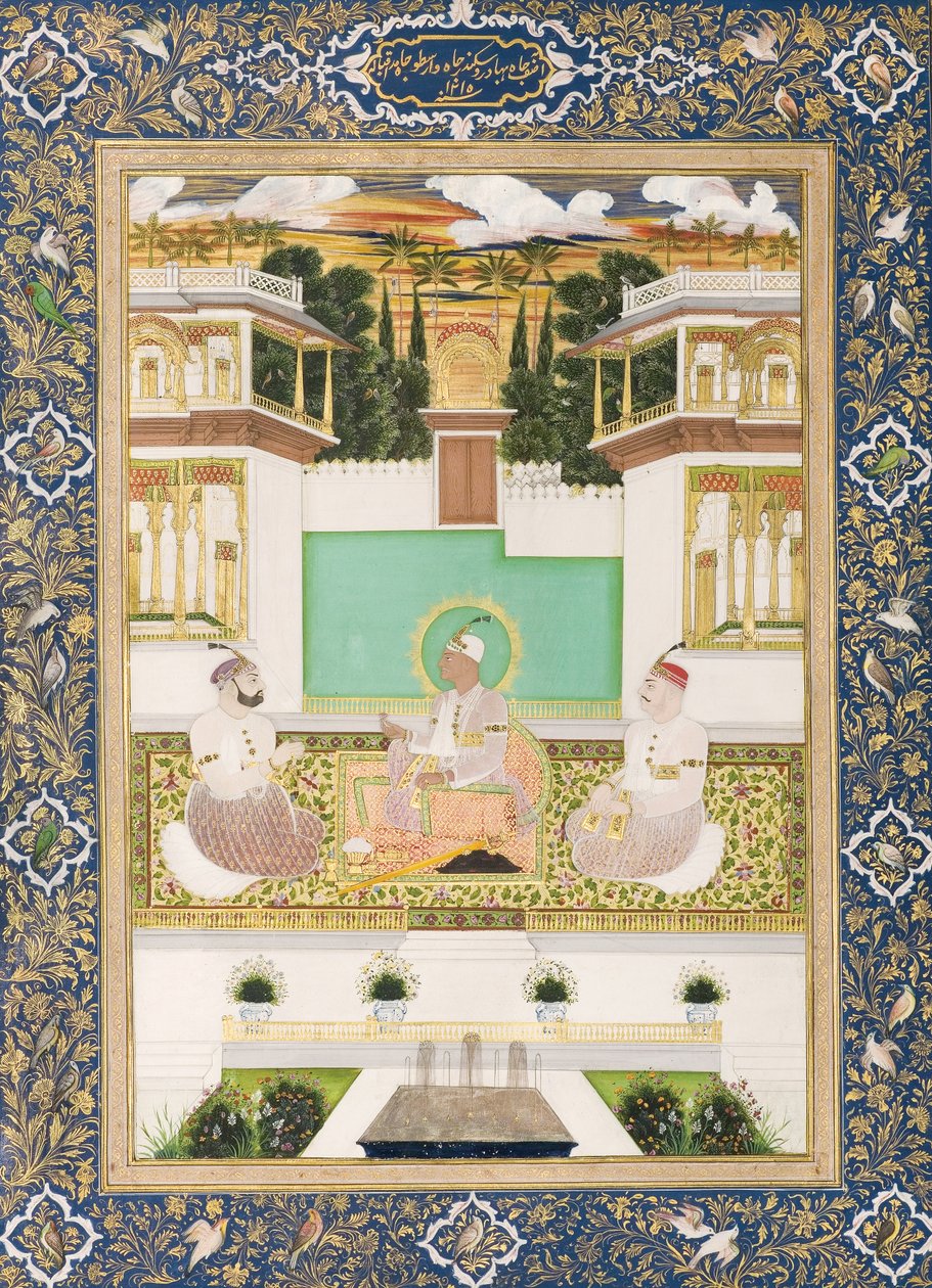 Nizam Ali Khan, Aristo Jah och Sikander Jah, 1–3 (OPQ w & Gold on Paper) av Venkatchellam