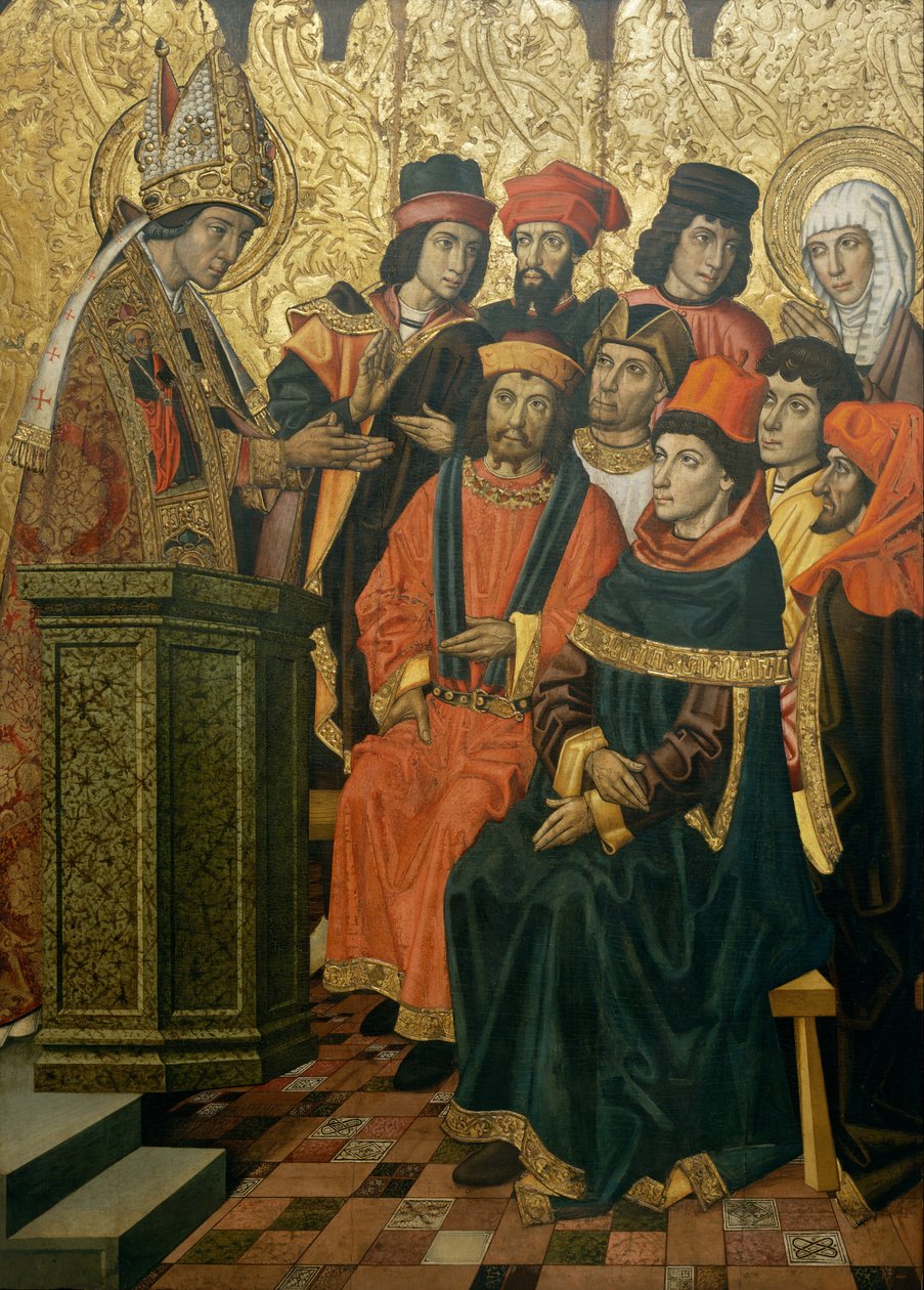 Saint Augustine and Saint Monica in a Sermon by Saint Ambrose av Vergós Group