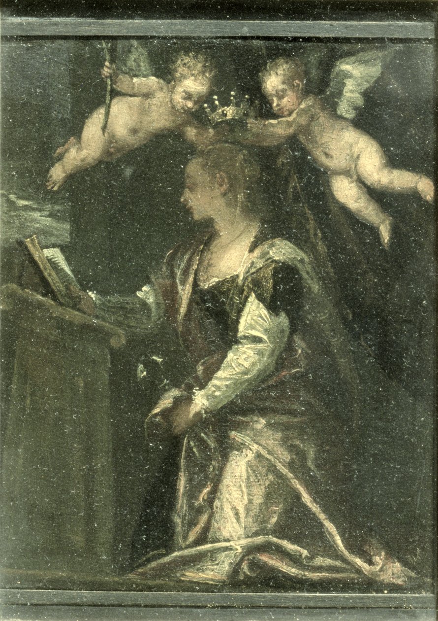St. Agatha krönt av änglar (panel) av Paolo Veronese