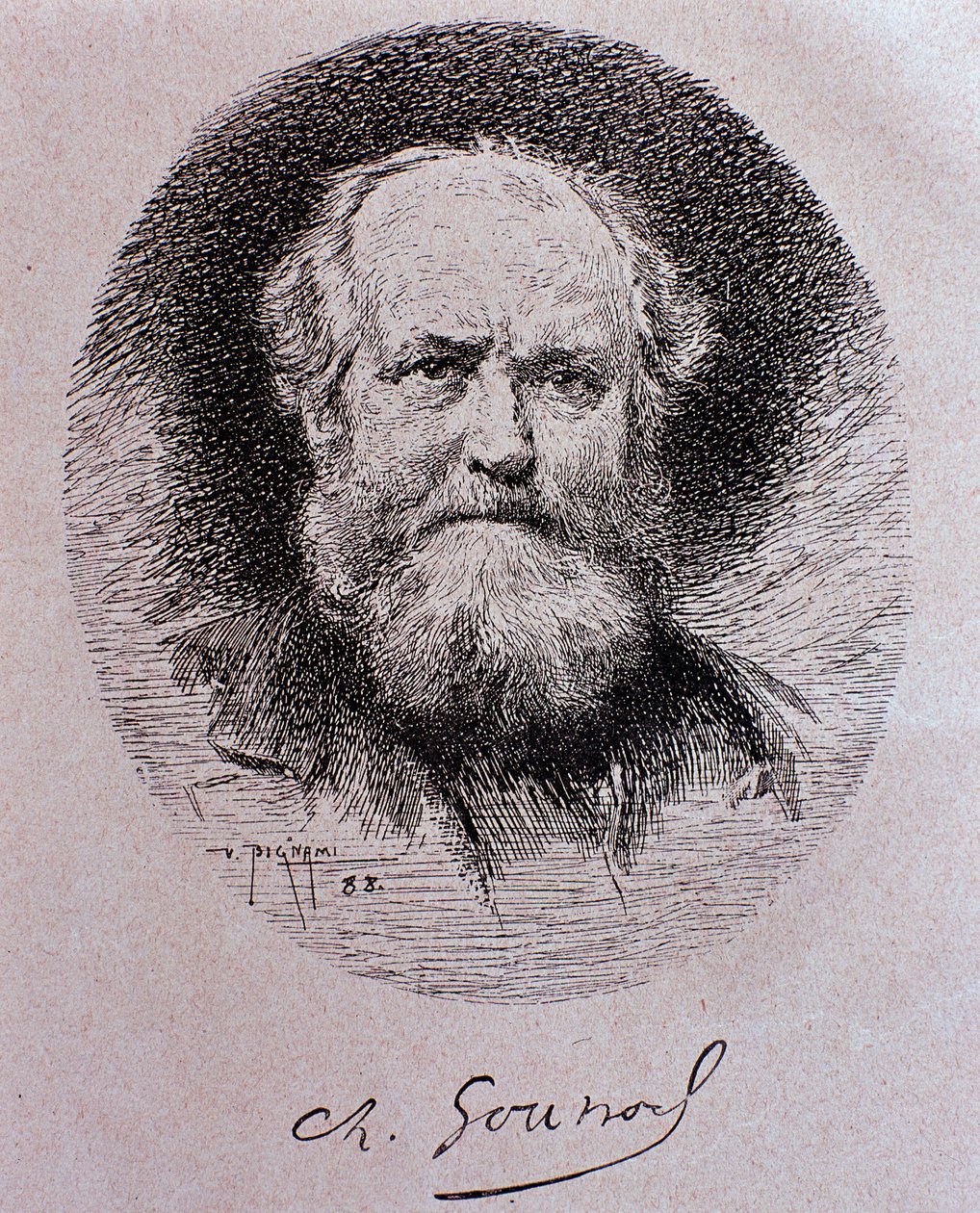 Porträtt av Charles Gounod (teckning av Vespasiano Bignami