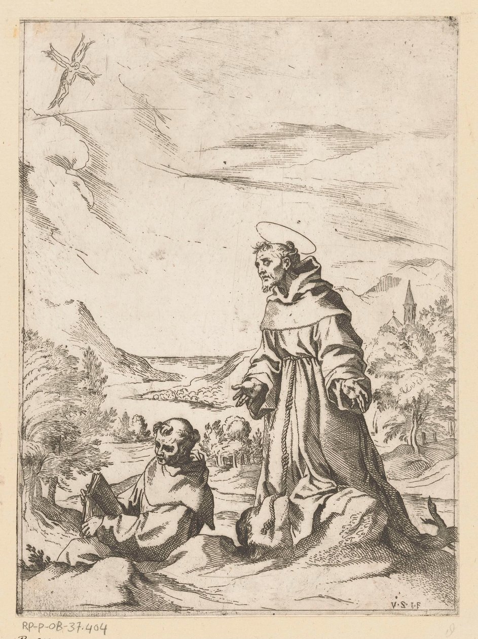 Saint Francis får stigmata av Vespasiano Strada