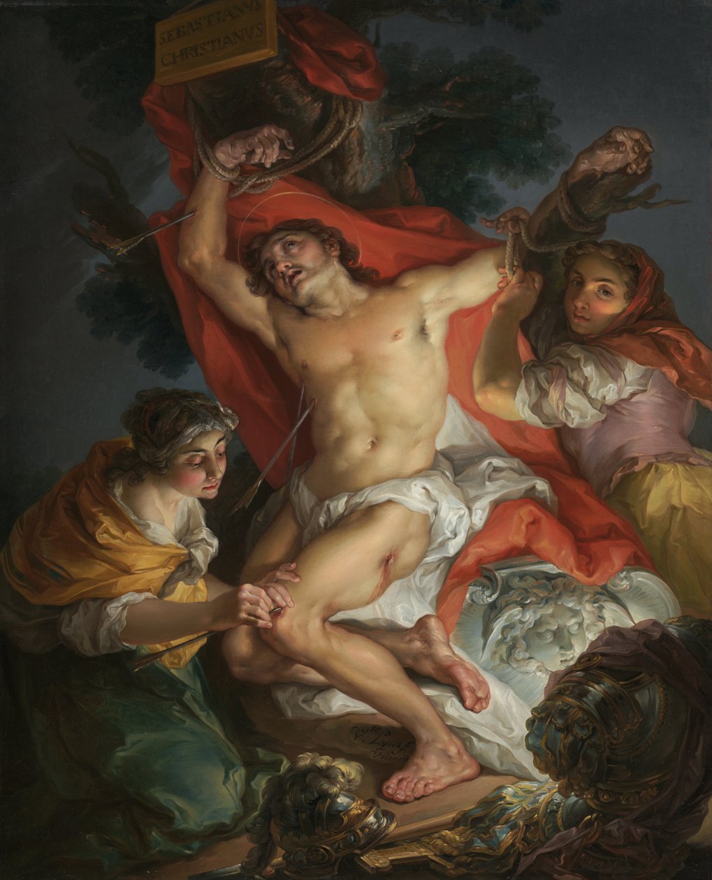Saint Sebastian Tended by Saint Irene av Vicente Lopez y Portana