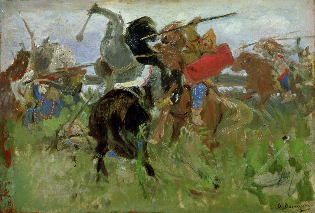 Strid mellan skyterna och slavonerna, 1879 av Victor Mikhailovich Vasnetsov