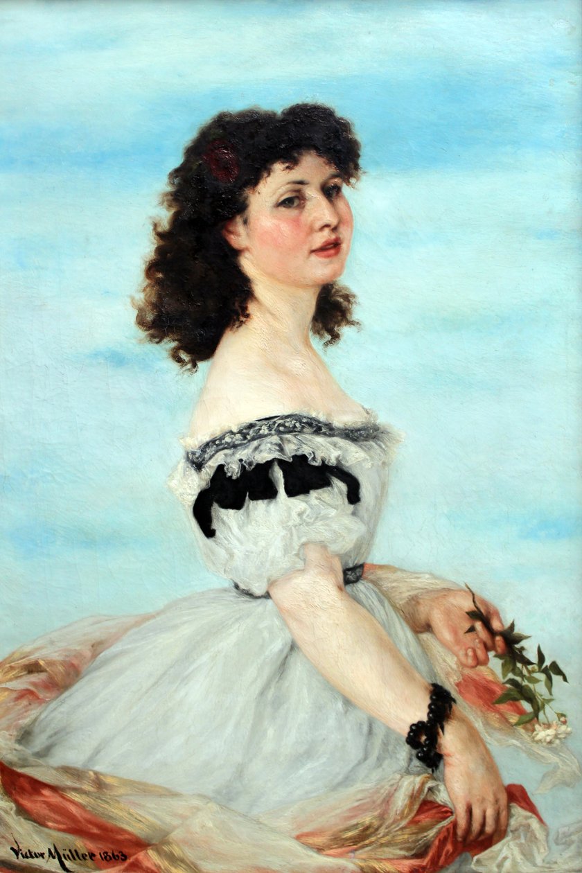 Portrait of Berta von Radowitz as a young Girl av Victor Müller