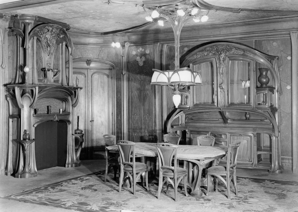 Art Nouveau matsal, 1903-06 (bw foto) av Eugene Vallin