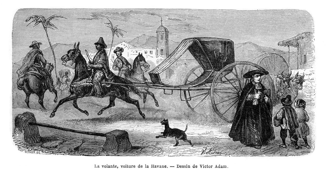 Carriage, Havanna, Kuba, 1859. av Victor Adam
