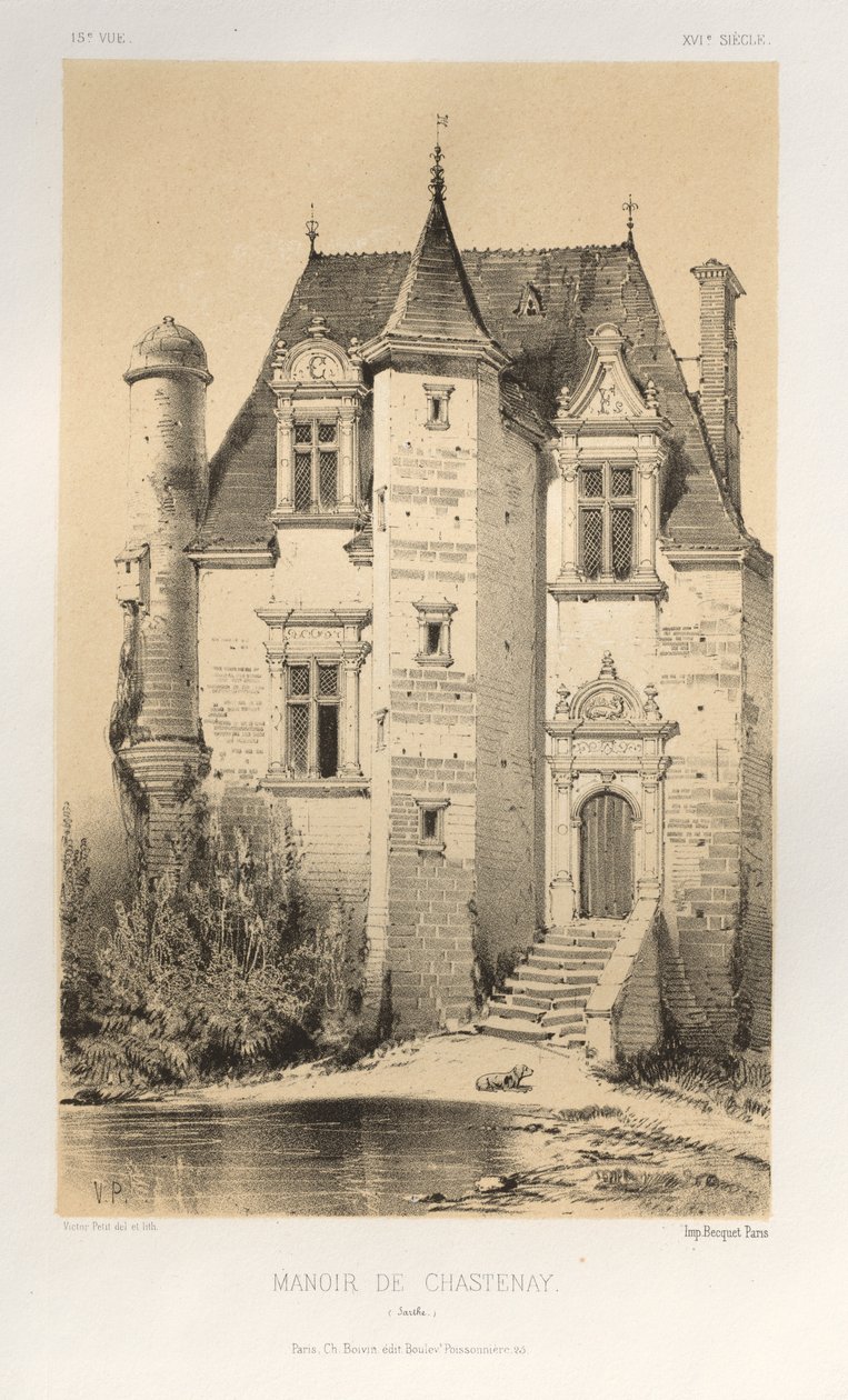 ...Pl.15, Chastenay Sarthes herrgård, 1860. av Victor Petit