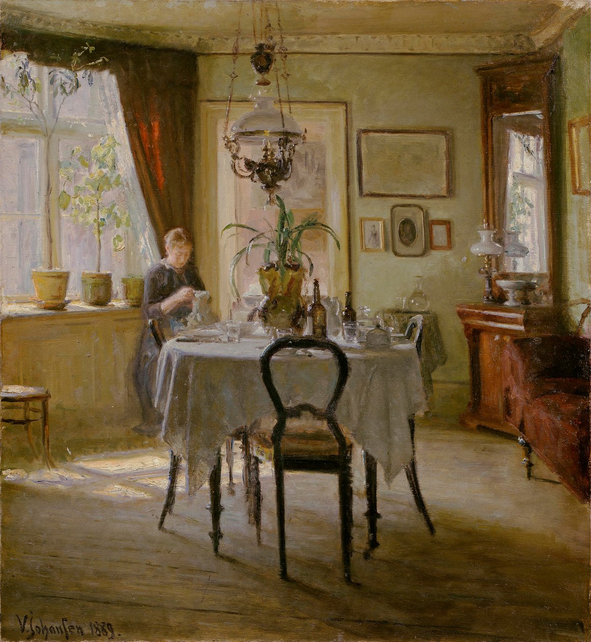 Solljus i matsalen, 1889 av Viggo Johansen
