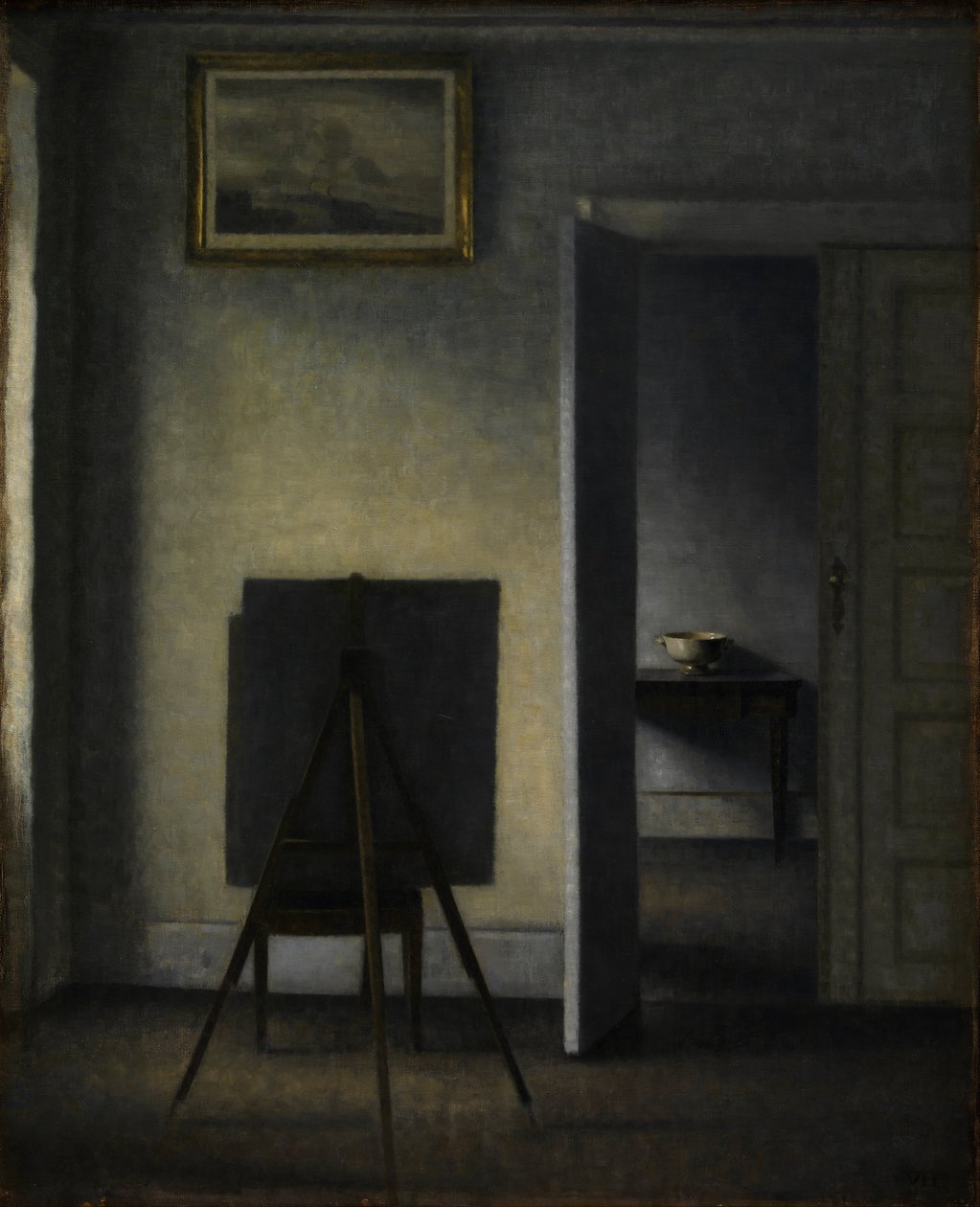 Interiör med Artists Easel av Vilhelm Hammershøi