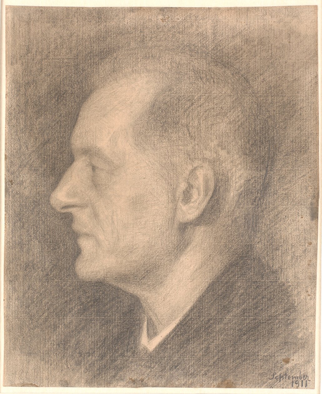 Porträtt av Alfred Bramsen, profil mm. av Vilhelm Hammershøi