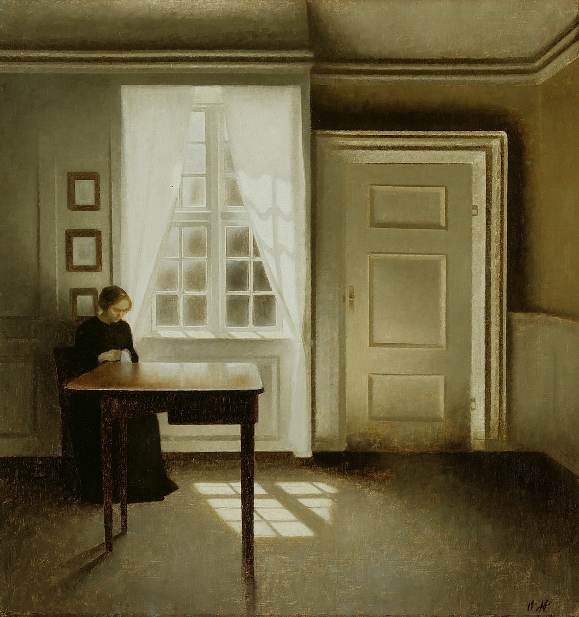 Interiör med en dam, 1901 av Vilhelm Hammershoi