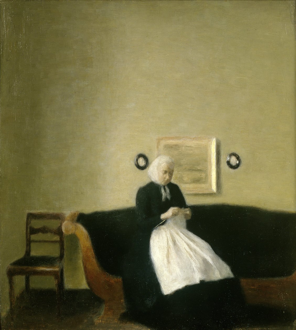 Interiör med Konstnärens Moder av Vilhelm Hammershoi