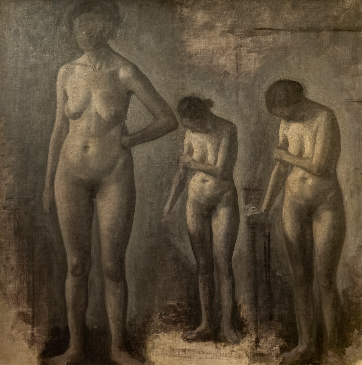Tre studier av kvinnlig naken av Vilhelm Hammershoi
