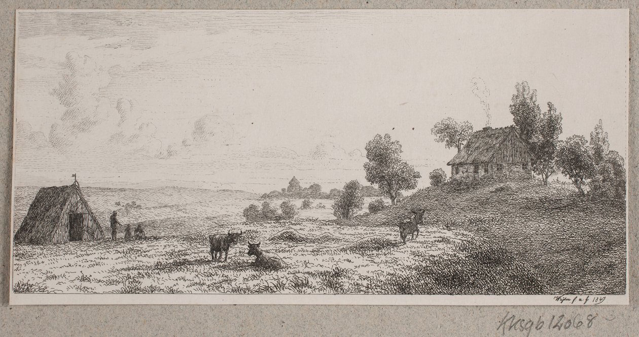 Landskap med bondgård och stuga av Vilhelm Kyhn