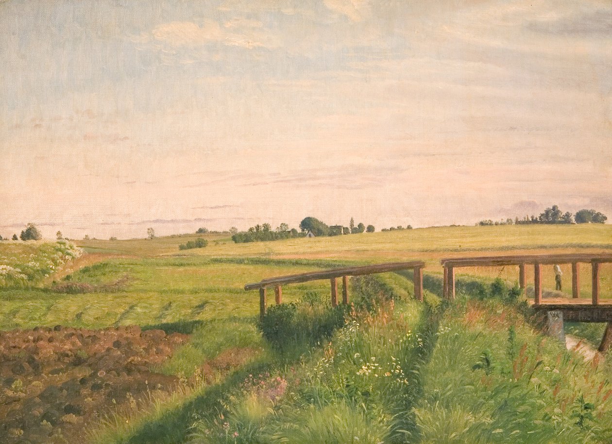 Fältlandskap med en bro av Vilhelm Kyhn