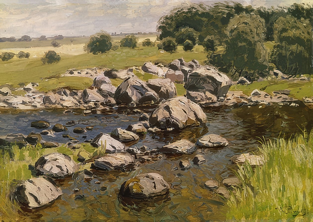 Landskap med stenar. Omkring 1910 av Vilhelms Purvitis