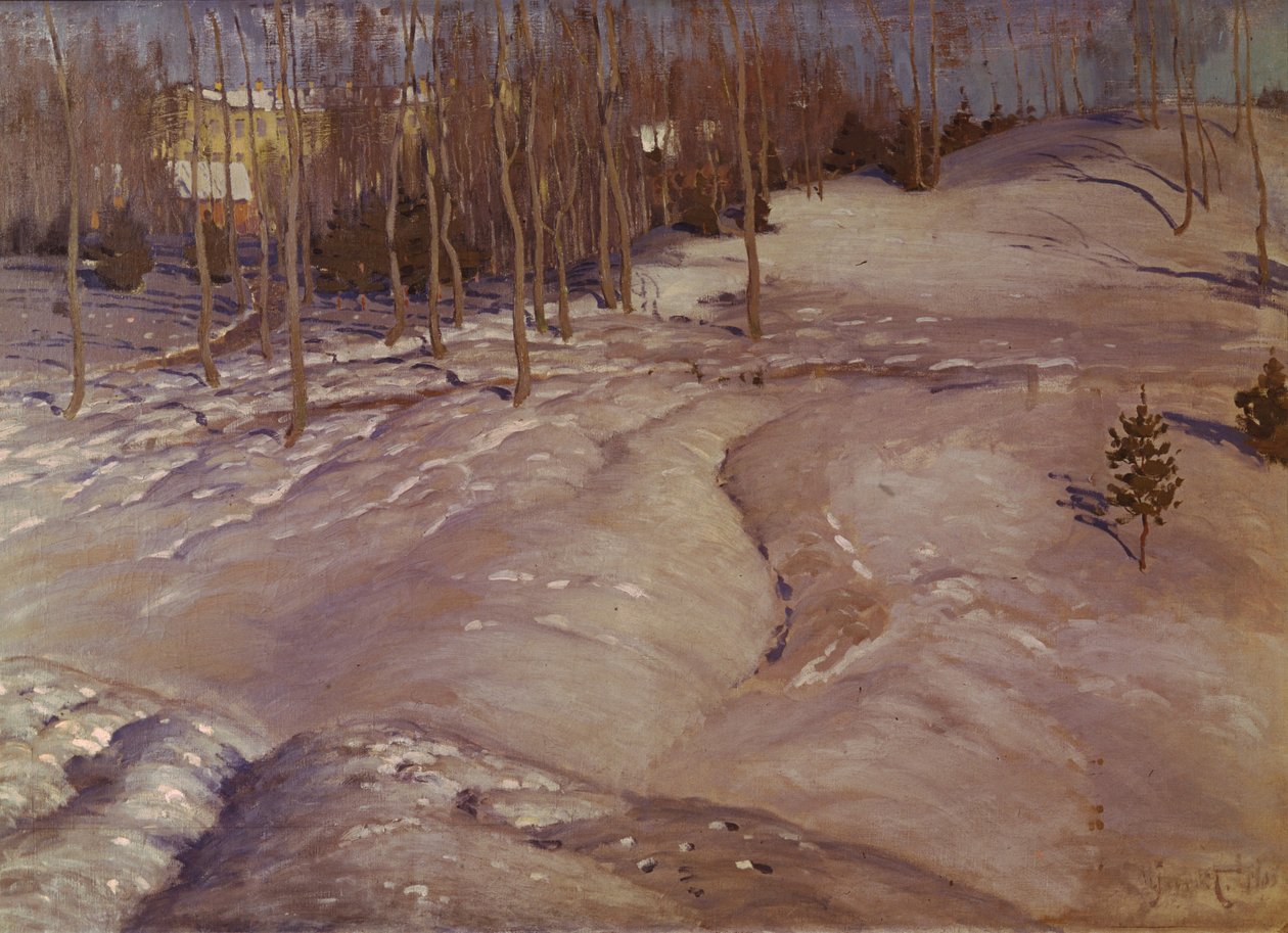 Vinterlandskap. Mars kväll, ca. 1900 av Vilhelms Purvitis