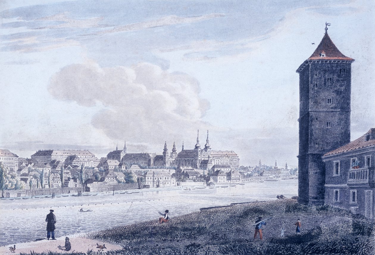 Utsikt över New Town, 1830 (färgad etsning) av Vincenc Morstadt