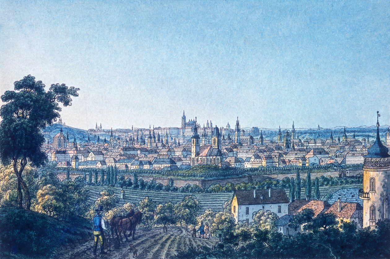 Utsikt över Prag från söder av Vincenc Morstadt