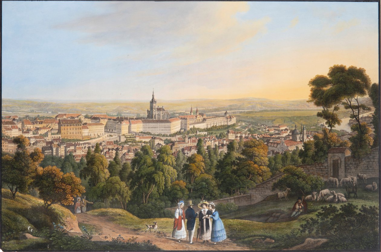 Prags slottsdistrikt Hradcany, ca. 1830. av Vincenc Morstadt