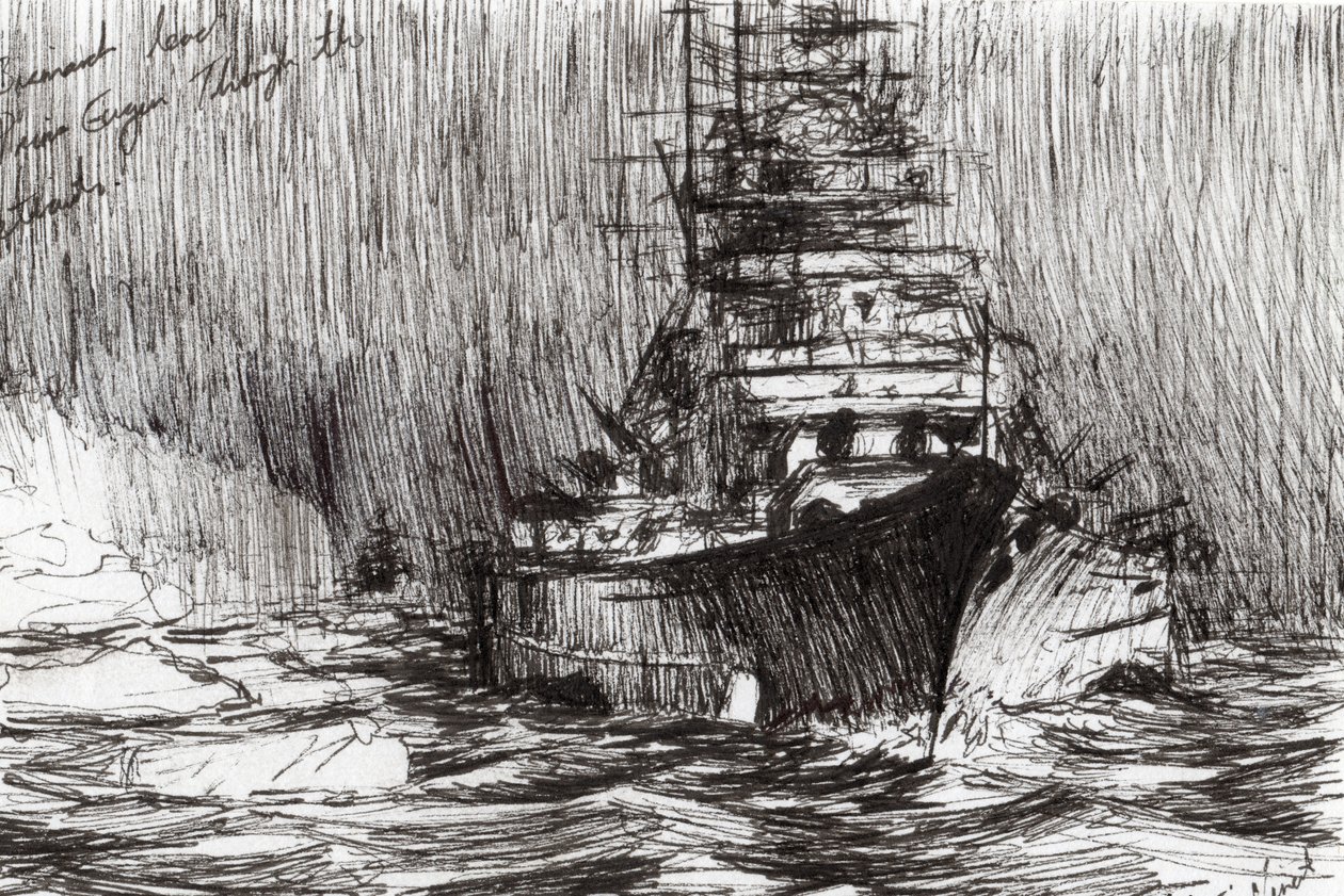 Bismarck (bläck) utanför Grönland, 2005, (bläck på papper) av Vincent Alexander Booth