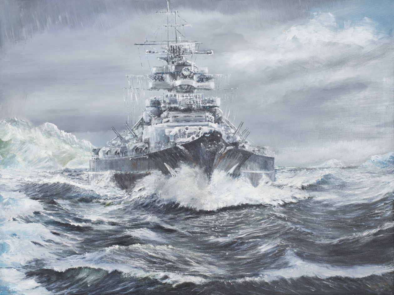 Bismarck utanför Grönlands kust kl. 19.00 23 maj 1941, 2007, (Olja på duk) av Vincent Alexander Booth