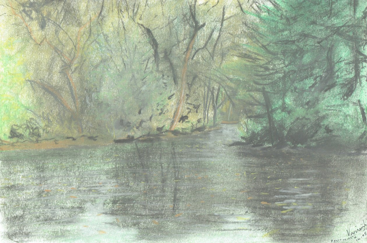 Marlborough pond, 2005, (pastell på papper) av Vincent Alexander Booth