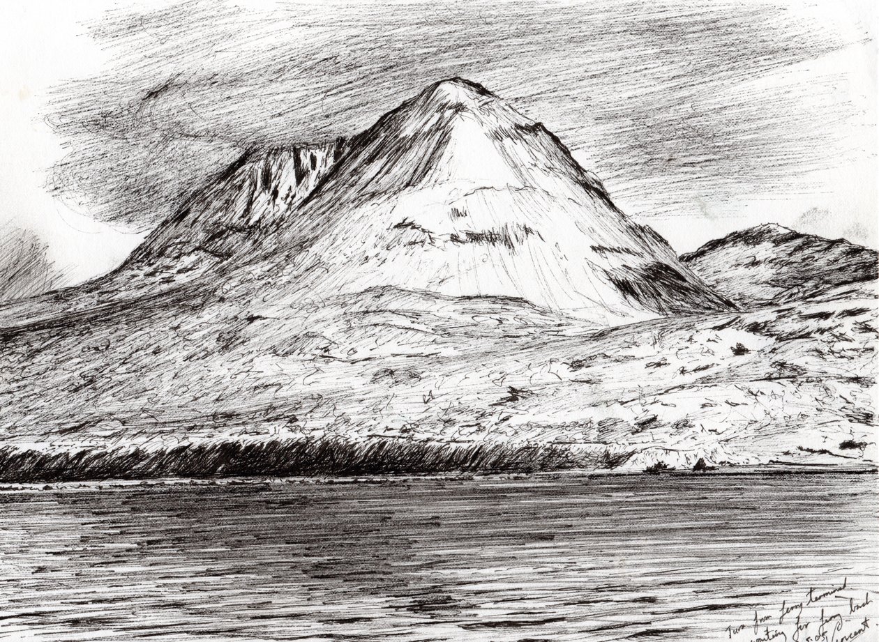 Paps of Jura, 2005, (bläck på papper) av Vincent Alexander Booth