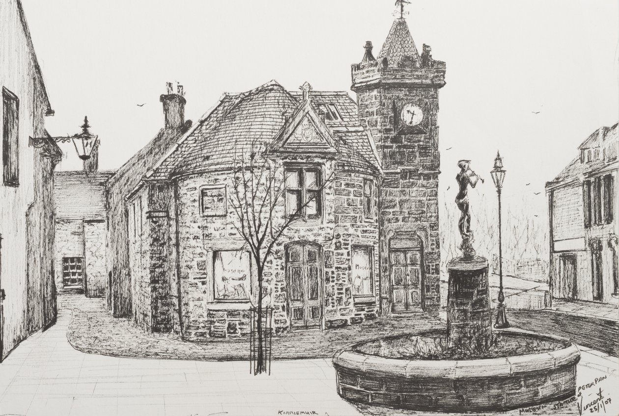 Peter Pan-statyn, Kirriemuir, Skottland, 2007, (bläck på papper) av Vincent Alexander Booth