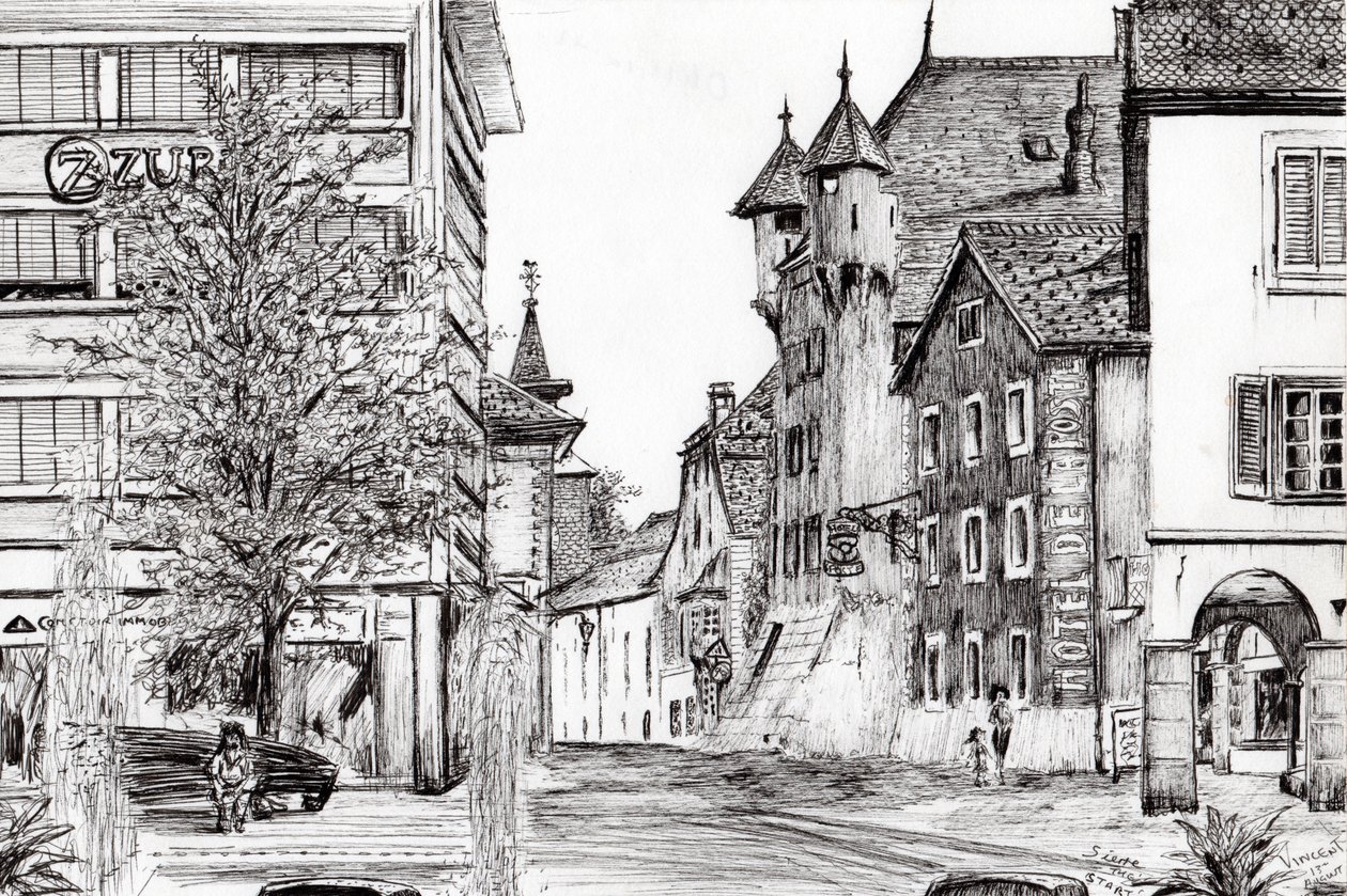 Sierre Switzerland, 2012, (bläck på papper) av Vincent Alexander Booth