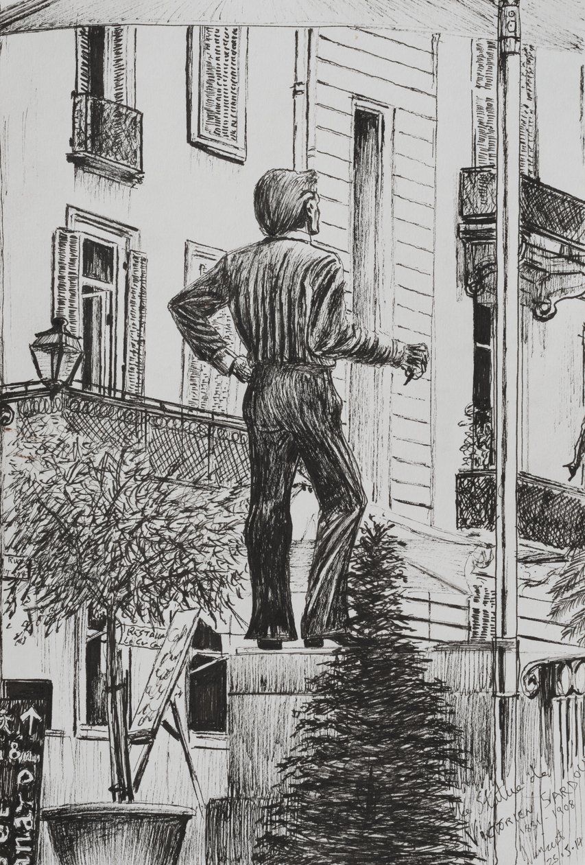 Staty vid Cannet, 2014, (bläck på papper) av Vincent Alexander Booth