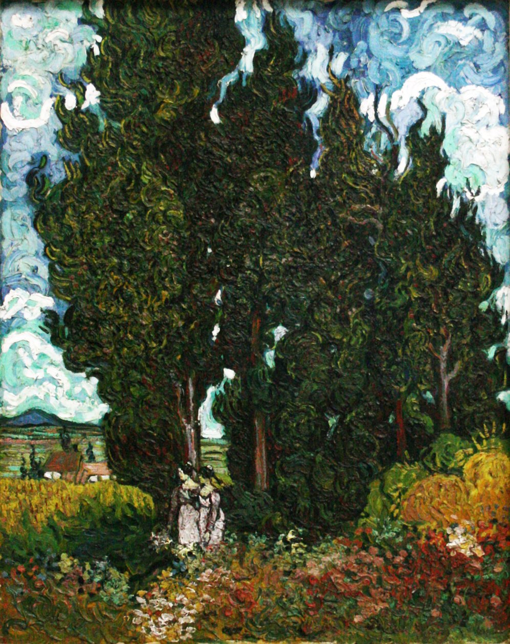  Cipressen met twee figuren av Vincent van Gogh