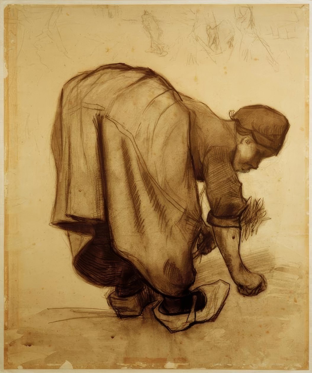 Bondens fru skördar majs av Vincent van Gogh