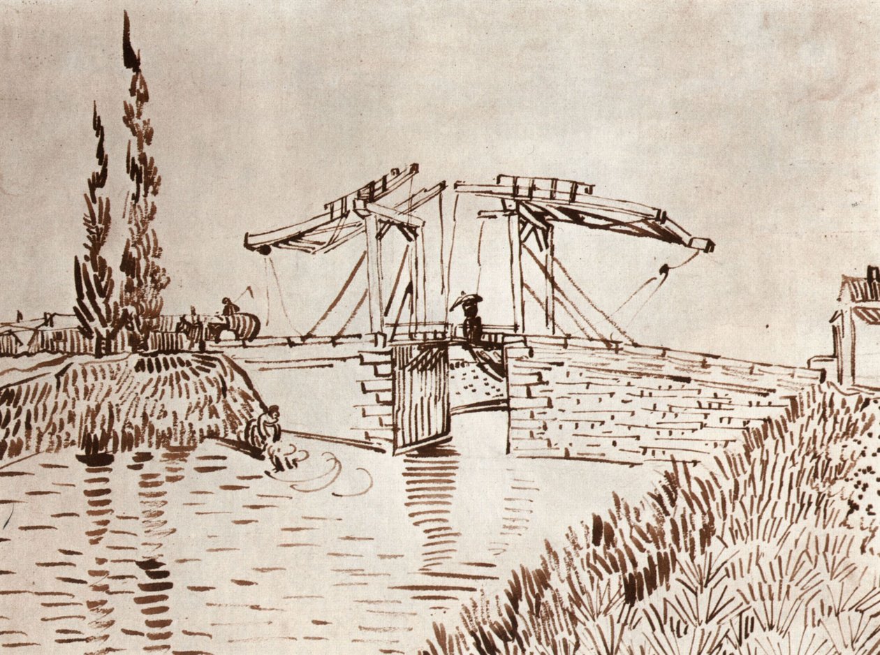 Die Anglois-Brücke bei Arles (Die Zugbrücke) av Vincent van Gogh