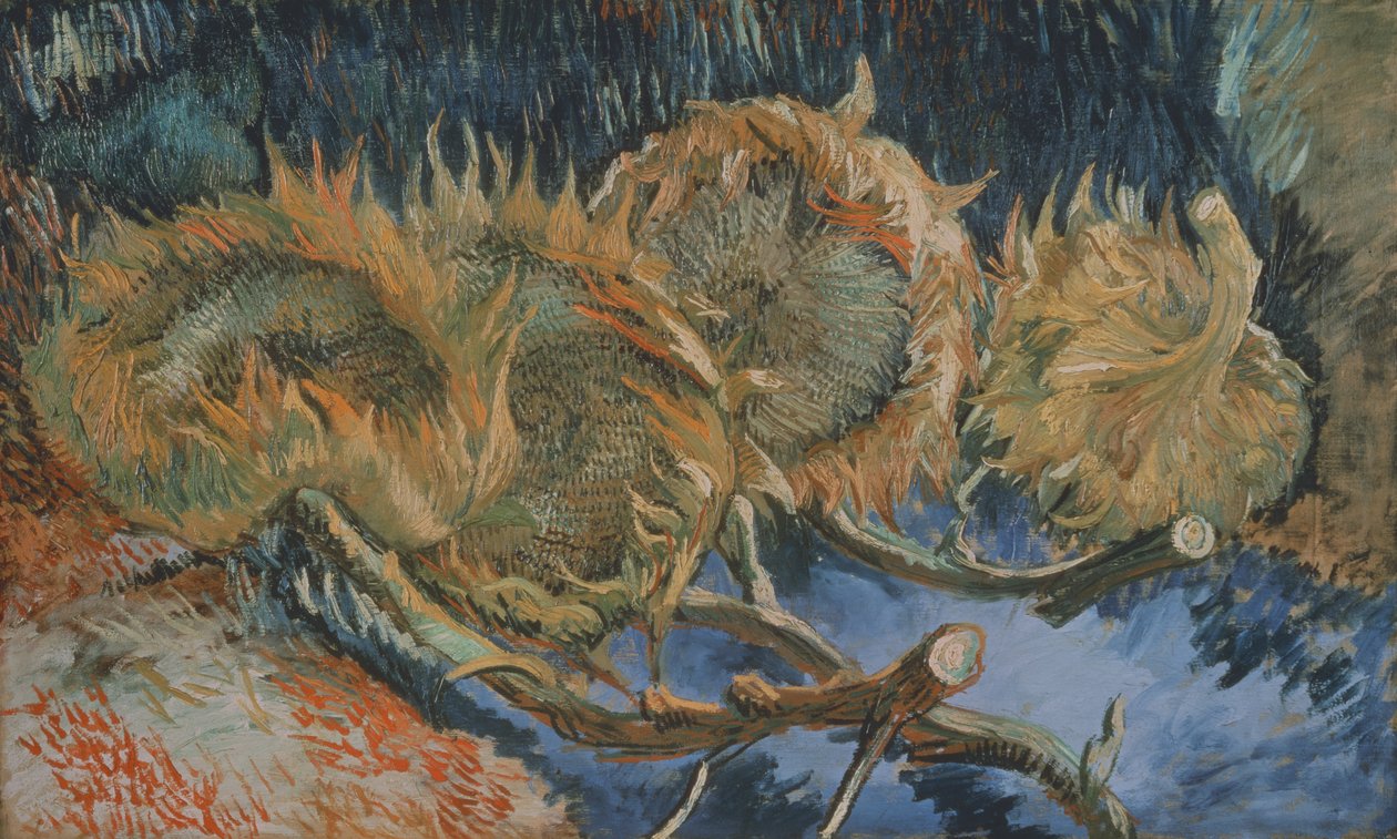Fyra vissna solrosor, 1887 av Vincent van Gogh