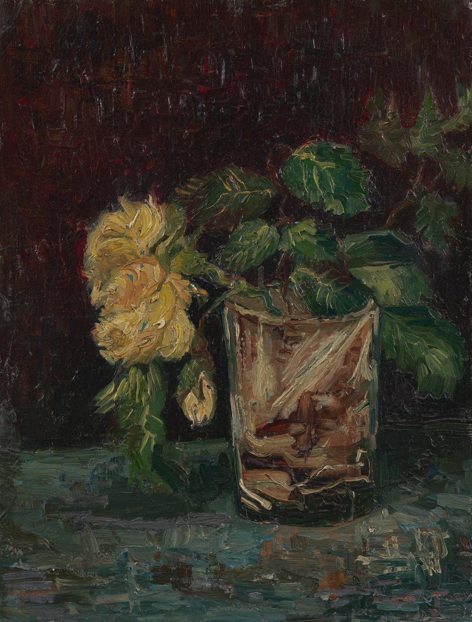 Glass with Yellow Roses av Vincent van Gogh