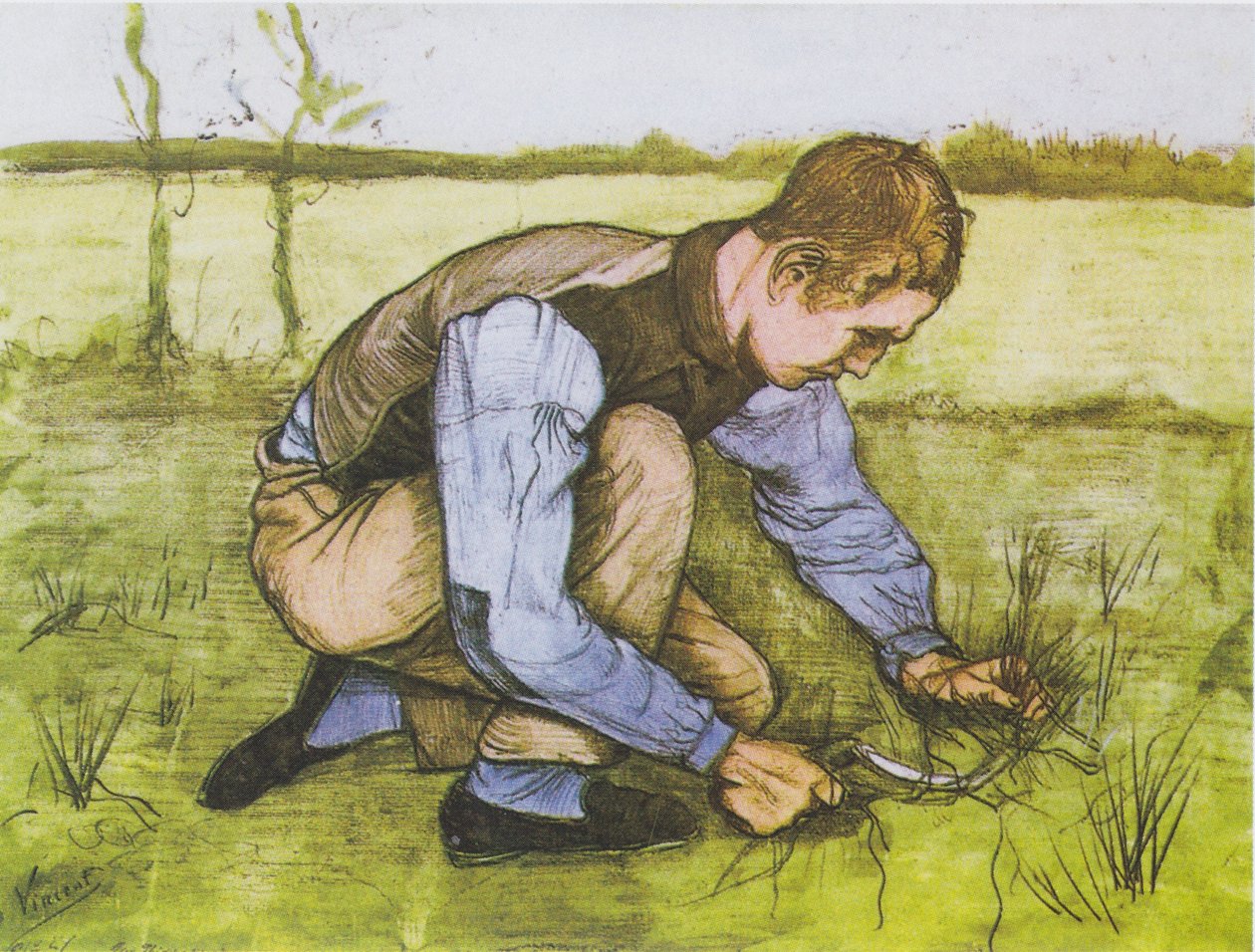Hukande pojke med skäran av Vincent van Gogh