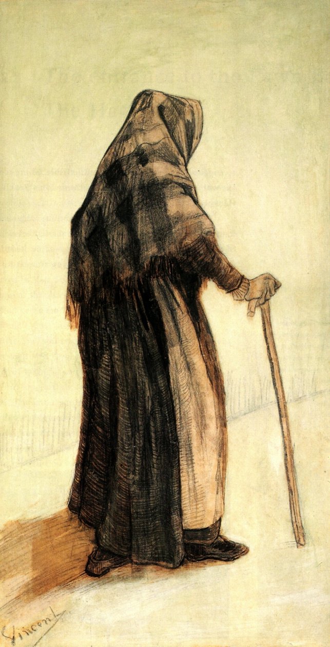 Old Woman Seen from Behind F913 av Vincent van Gogh