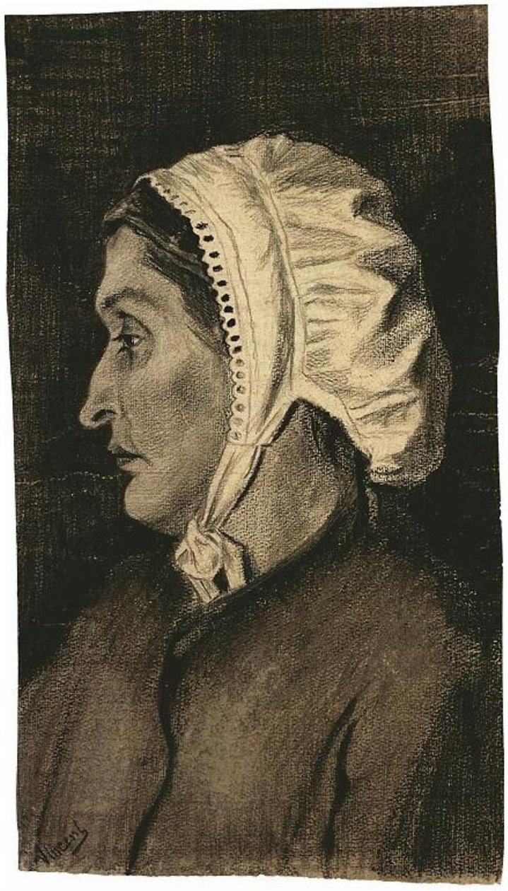 Sien in a white bonnet av Vincent van Gogh