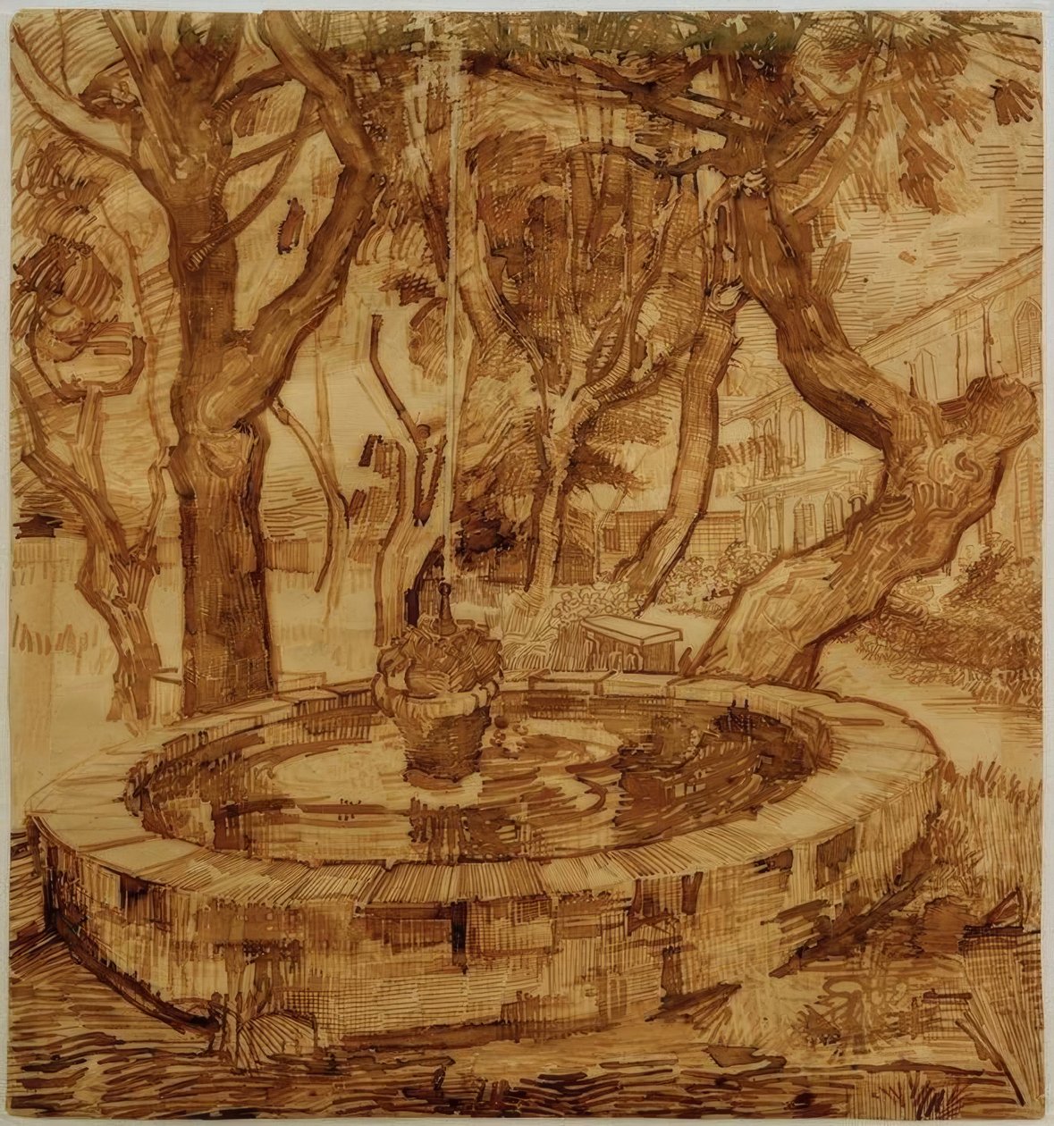 Fontän i sanatoriets trädgård av Vincent van Gogh