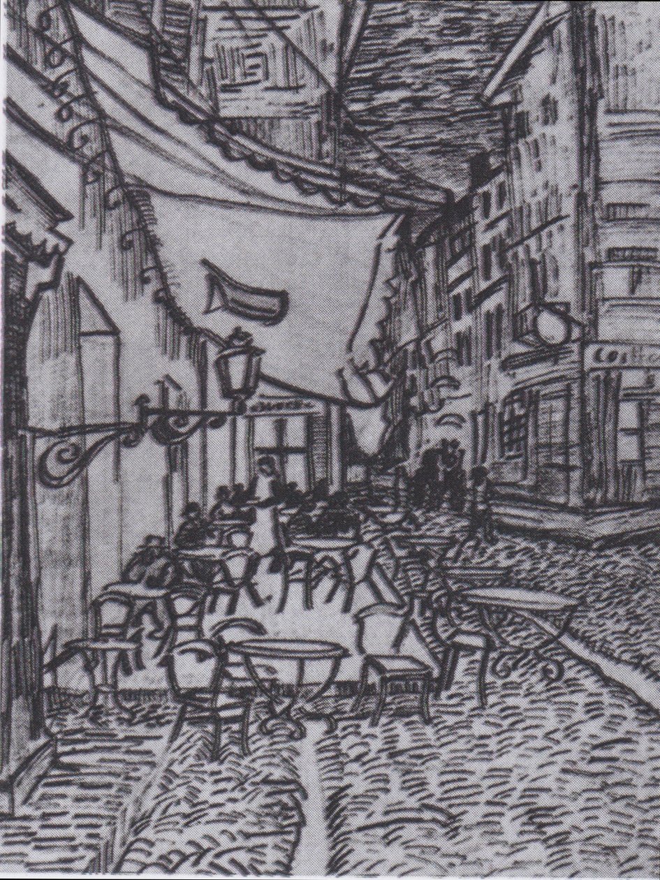 Terrass på kaféet på Place du Forum i Arles på kvällen av Vincent van Gogh